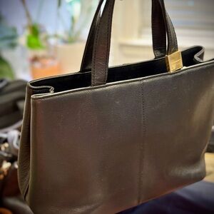 BURBERRY with Novacheck lining classic soft black leather handbag